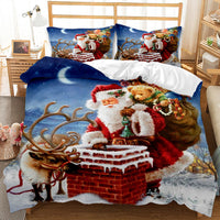 HKM-474835 Festive Red 3D Digital Print Bedding Set - Cartoon Design, Available in Multiple Sizes