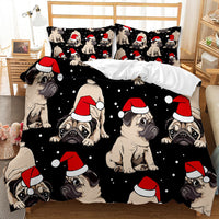 HKM-474835 Festive Red 3D Digital Print Bedding Set - Cartoon Design, Available in Multiple Sizes