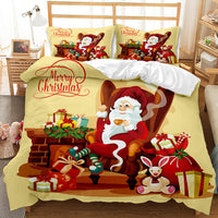 HKM-474835 Festive Red 3D Digital Print Bedding Set - Cartoon Design, Available in Multiple Sizes
