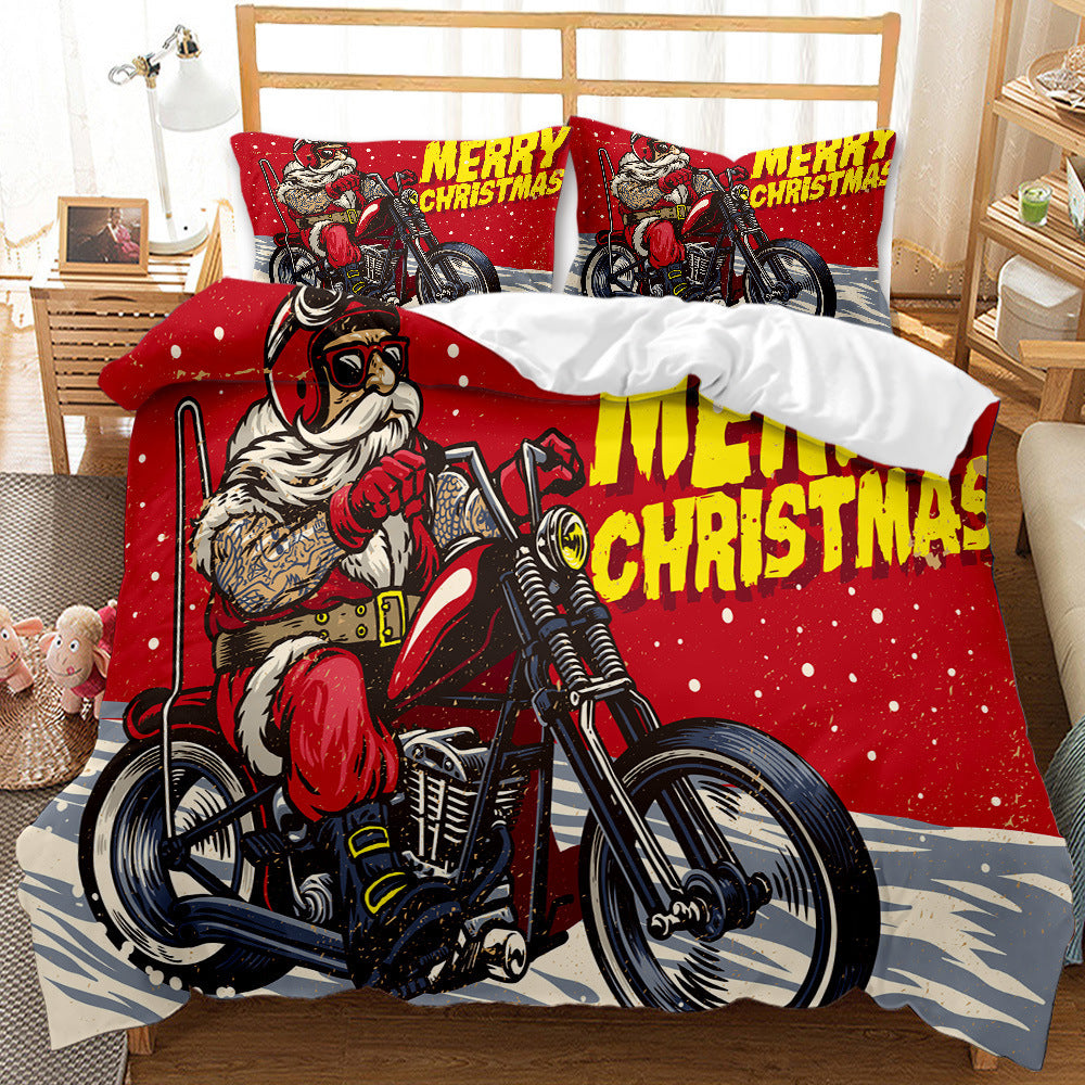 HKM-474835 Festive Red 3D Digital Print Bedding Set - Cartoon Design, Available in Multiple Sizes