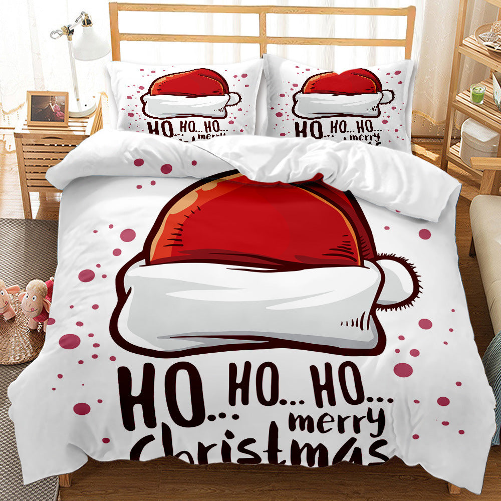 HKM-474835 Festive Red 3D Digital Print Bedding Set - Cartoon Design, Available in Multiple Sizes