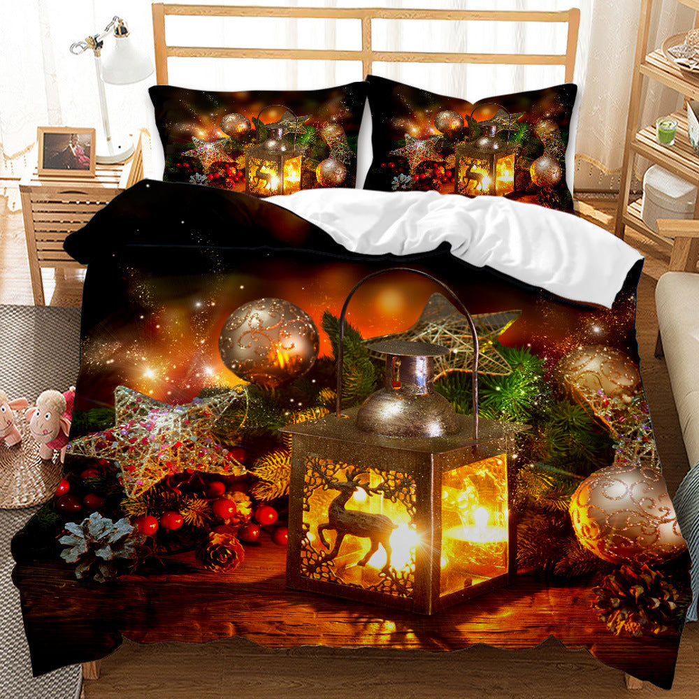 HKM-474835 Festive Red 3D Digital Print Bedding Set - Cartoon Design, Available in Multiple Sizes