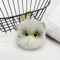 HKM-475347 Cute Plush Cat Keychain for Handbags and Backpacks - Cartoon Pendant with Keyring