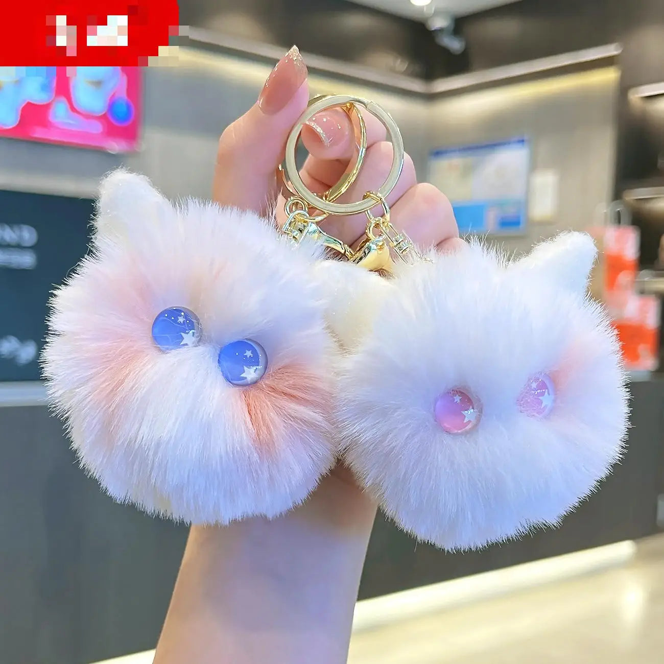 HKM-475347 Cute Plush Cat Keychain for Handbags and Backpacks - Cartoon Pendant with Keyring