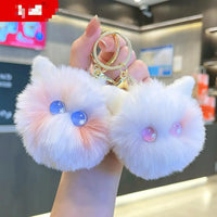 HKM-475347 Cute Plush Cat Keychain for Handbags and Backpacks - Cartoon Pendant with Keyring
