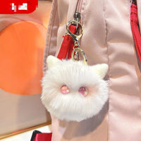 HKM-475347 Cute Plush Cat Keychain for Handbags and Backpacks - Cartoon Pendant with Keyring