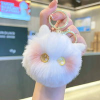 HKM-475347 Cute Plush Cat Keychain for Handbags and Backpacks - Cartoon Pendant with Keyring