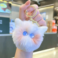 HKM-475347 Cute Plush Cat Keychain for Handbags and Backpacks - Cartoon Pendant with Keyring