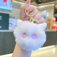 HKM-475347 Cute Plush Cat Keychain for Handbags and Backpacks - Cartoon Pendant with Keyring