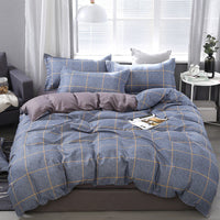 HKM-475347 Korean-style Brushed Bedding Set with Plant and Flower Pattern, Includes Duvet Cover and Pillowcases, 1.2m Size
