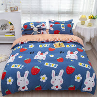 HKM-475347 Korean-style Brushed Bedding Set with Plant and Flower Pattern, Includes Duvet Cover and Pillowcases, 1.2m Size