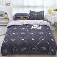 HKM-475347 Korean-style Brushed Bedding Set with Plant and Flower Pattern, Includes Duvet Cover and Pillowcases, 1.2m Size
