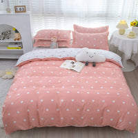 HKM-475347 Korean-style Brushed Bedding Set with Plant and Flower Pattern, Includes Duvet Cover and Pillowcases, 1.2m Size