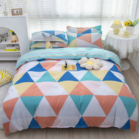 HKM-475347 Korean-style Brushed Bedding Set with Plant and Flower Pattern, Includes Duvet Cover and Pillowcases, 1.2m Size