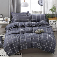 HKM-475347 Korean-style Brushed Bedding Set with Plant and Flower Pattern, Includes Duvet Cover and Pillowcases, 1.2m Size