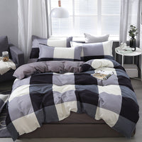HKM-475347 Korean-style Brushed Bedding Set with Plant and Flower Pattern, Includes Duvet Cover and Pillowcases, 1.2m Size