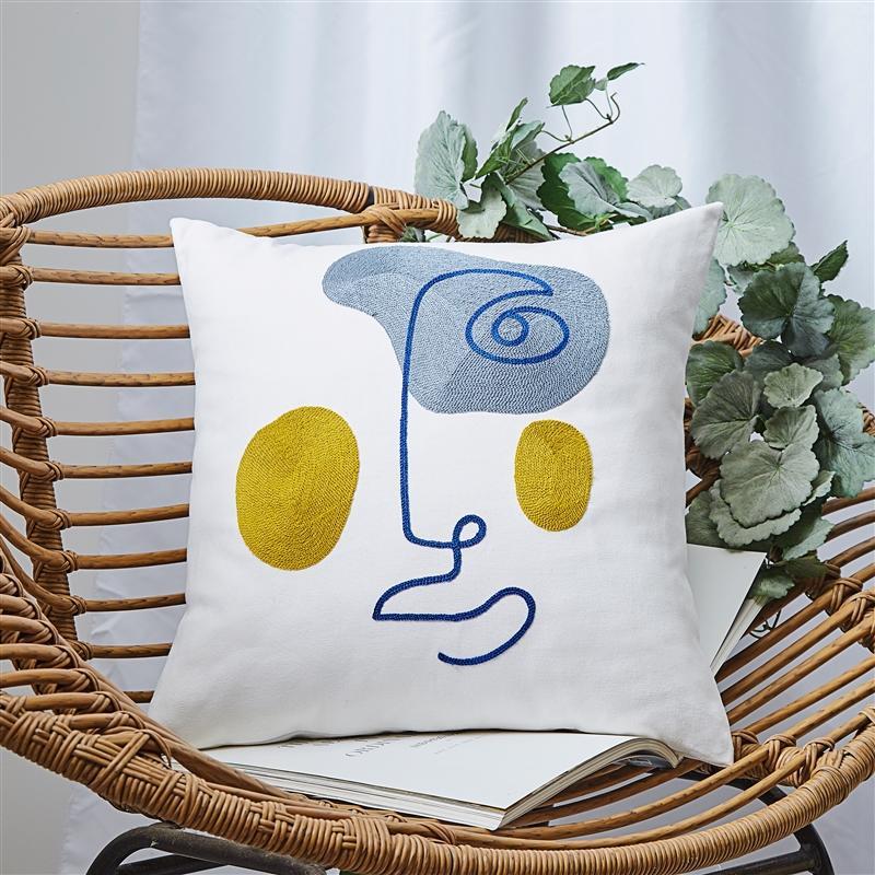 HKM-475475 Geometric Cotton Embroidered Pillowcase - Nordic Style Cushion Cover
