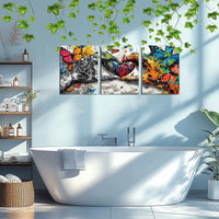 HKM-475603 Framed 3pcs Love Heart Graffiti Canvas Wall Art Set for Living and Dining Room Decor