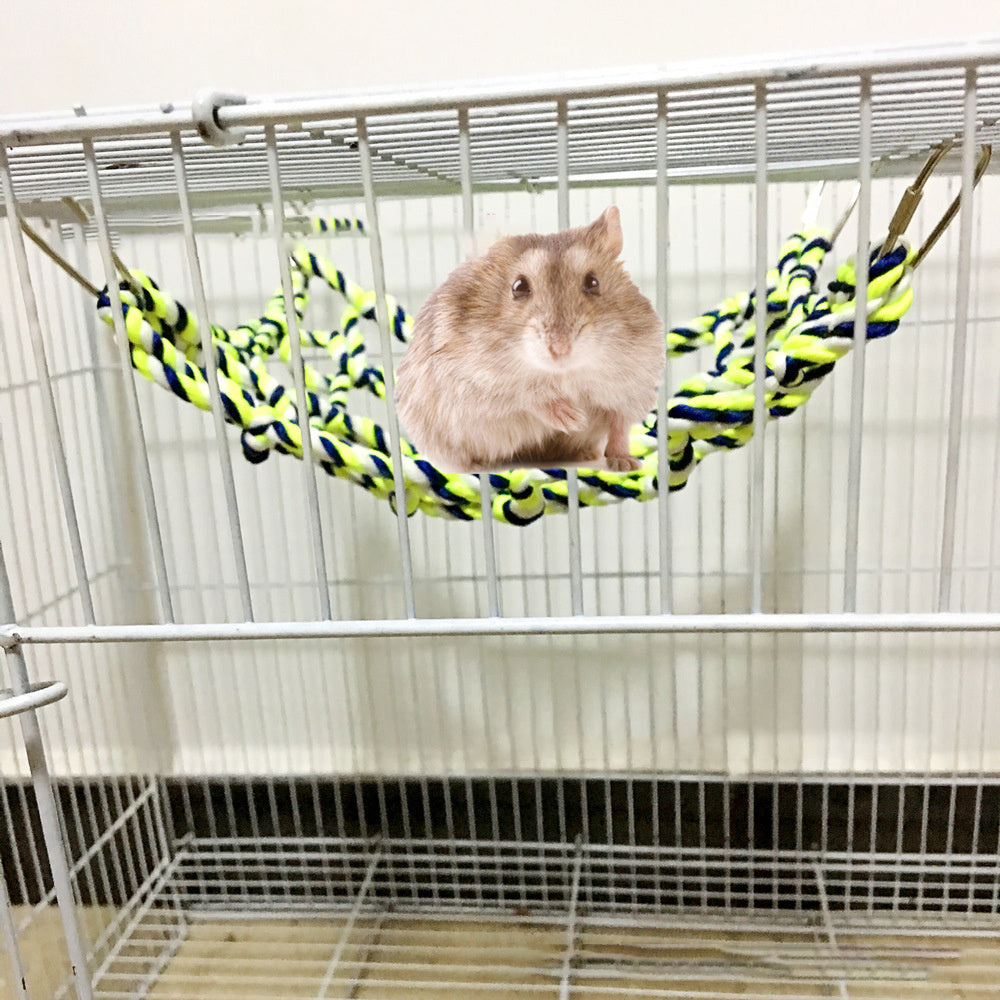 HKM-475603 Small Pet Climbing Net and Hammock for Parrots, Hamsters, Squirrels, and Gliders - Soft, Eco-Friendly Material with 4 Hardware Buckles, 20x28CM