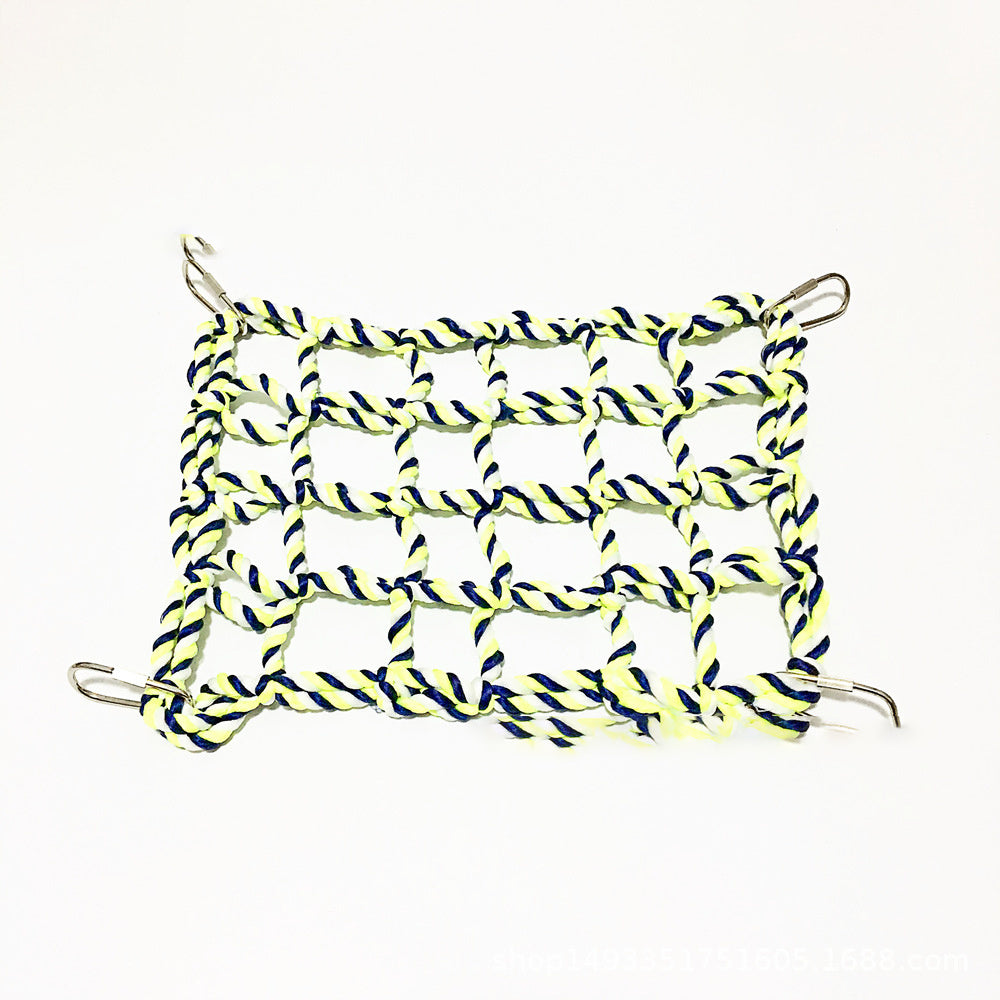 HKM-475603 Small Pet Climbing Net and Hammock for Parrots, Hamsters, Squirrels, and Gliders - Soft, Eco-Friendly Material with 4 Hardware Buckles, 20x28CM