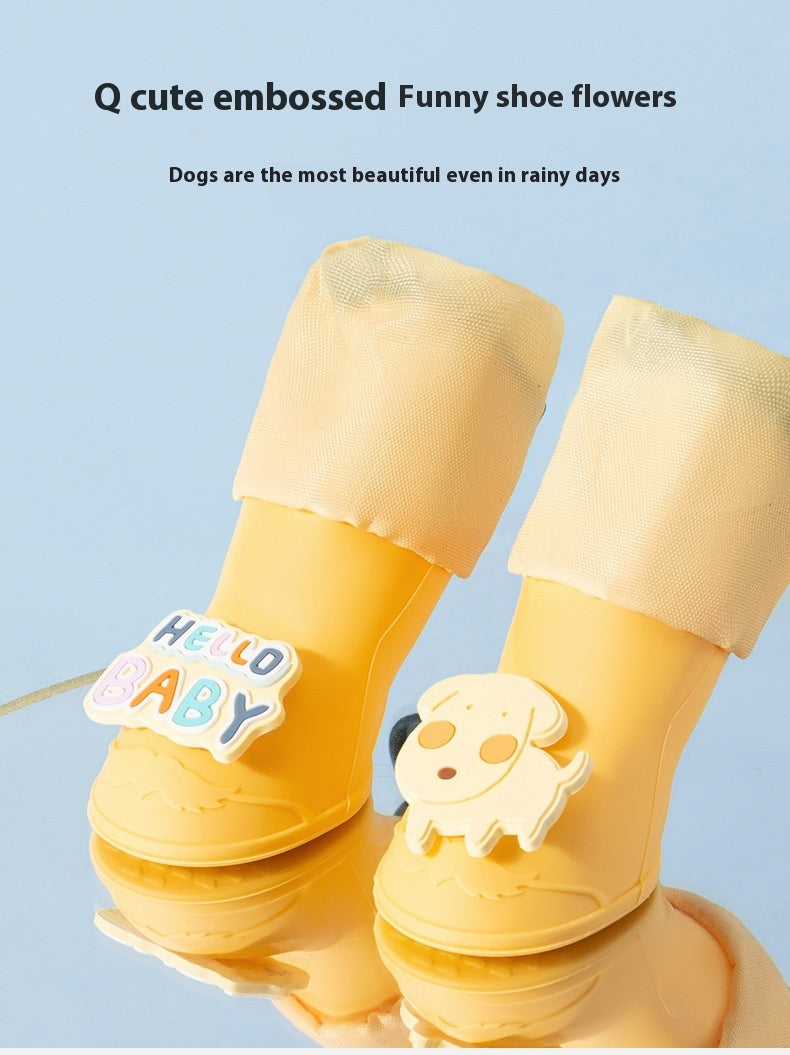 HKM-475667 Cute Cartoon Non-Slip Wear-Resistant Dog Boots - Waterproof & Durable for Small Dogs