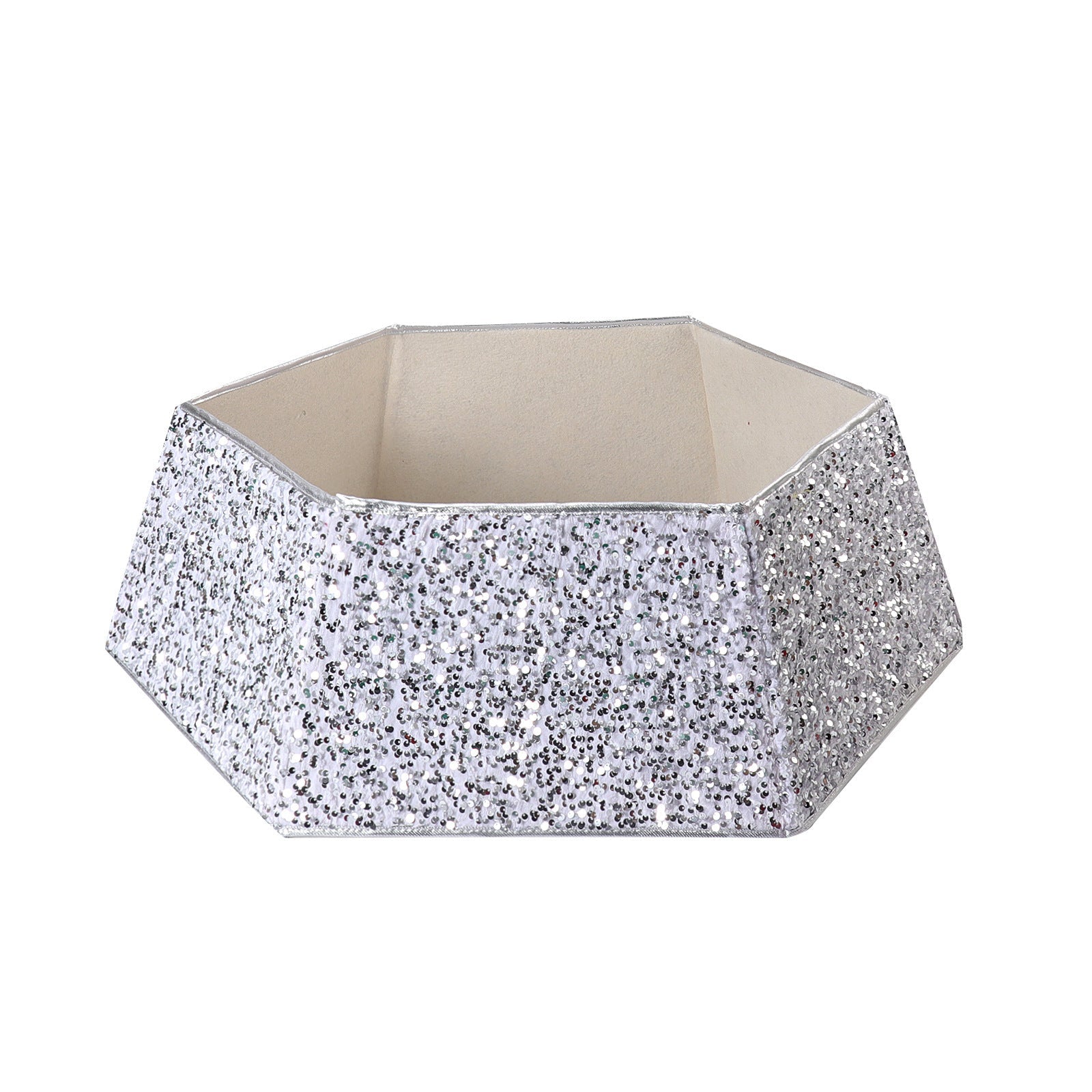 HKM-475795 Sequin Christmas Tree Skirt in Gold, Silver, and Red Paillette Designs