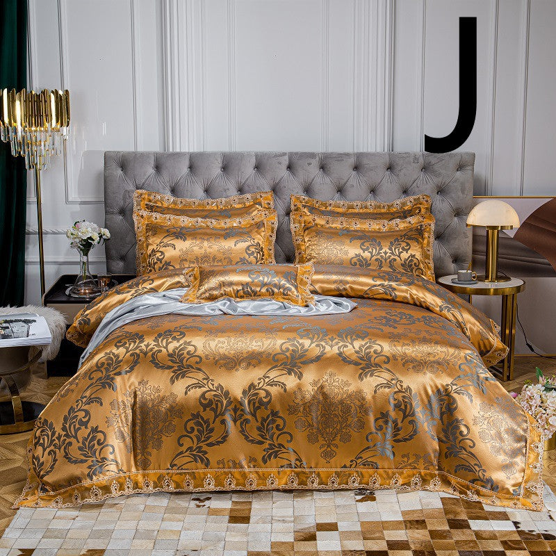HKM-475987 Cotton Jacquard Four-Piece Bedding Set in Various Colors and Sizes