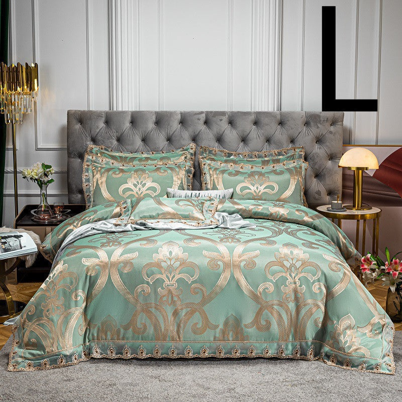 HKM-475987 Cotton Jacquard Four-Piece Bedding Set in Various Colors and Sizes