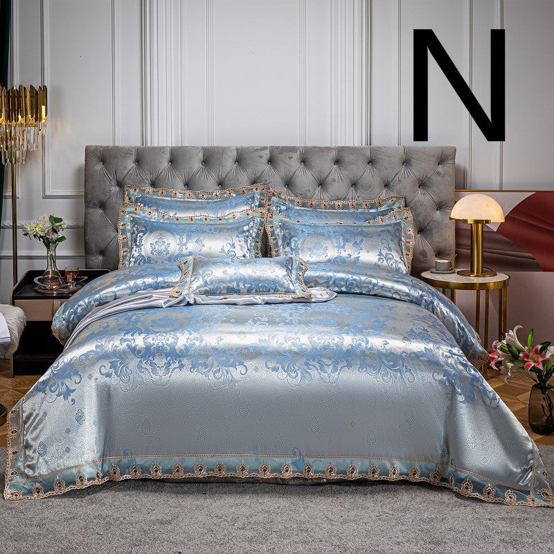 HKM-475987 Cotton Jacquard Four-Piece Bedding Set in Various Colors and Sizes