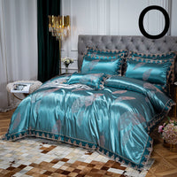 HKM-475987 Cotton Jacquard Four-Piece Bedding Set in Various Colors and Sizes