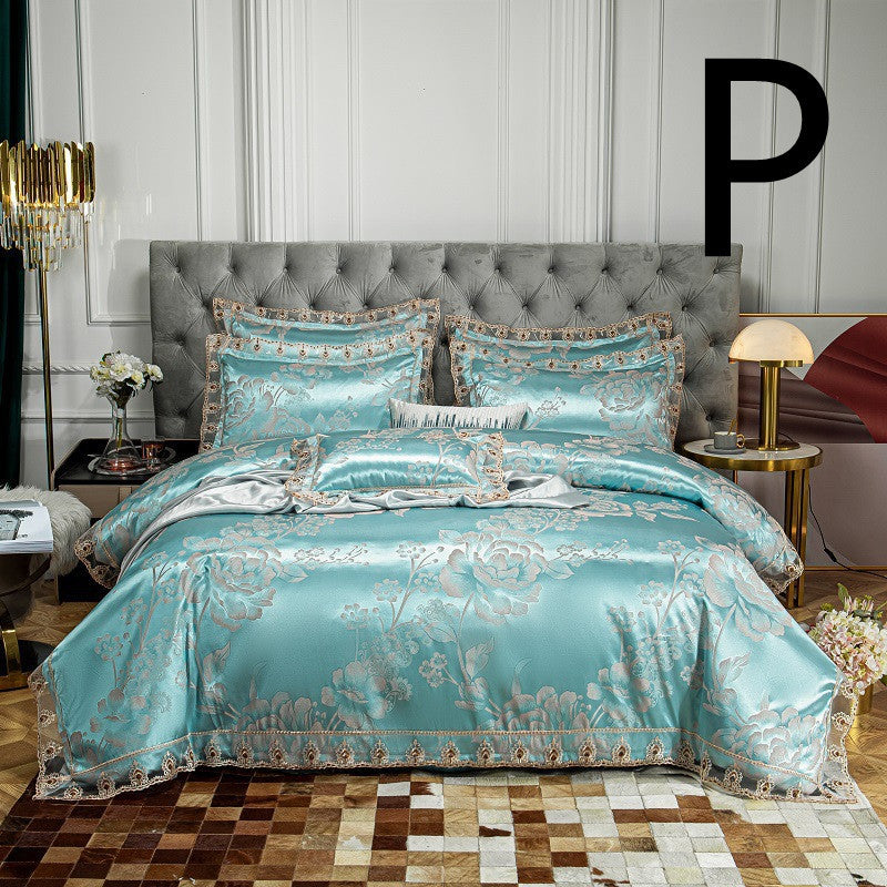 HKM-475987 Cotton Jacquard Four-Piece Bedding Set in Various Colors and Sizes
