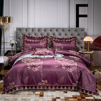 HKM-475987 Cotton Jacquard Four-Piece Bedding Set in Various Colors and Sizes