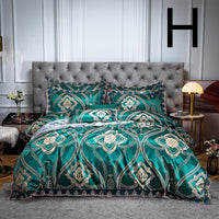HKM-475987 Cotton Jacquard Four-Piece Bedding Set in Various Colors and Sizes