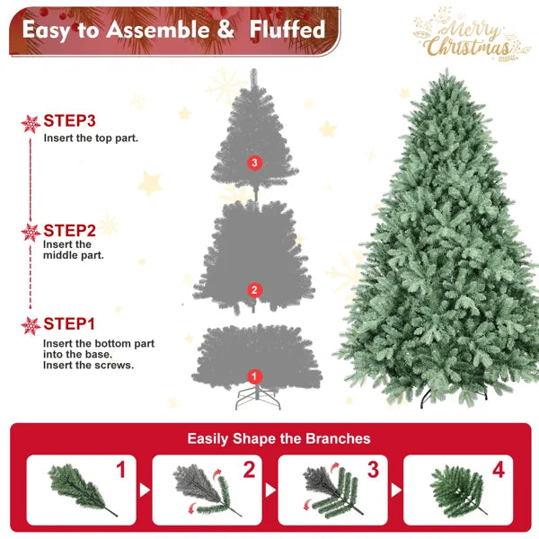 KTX-476115 Premium 7.5ft Artificial Christmas Tree with Blue Green Tint and Mixed Branch Tips