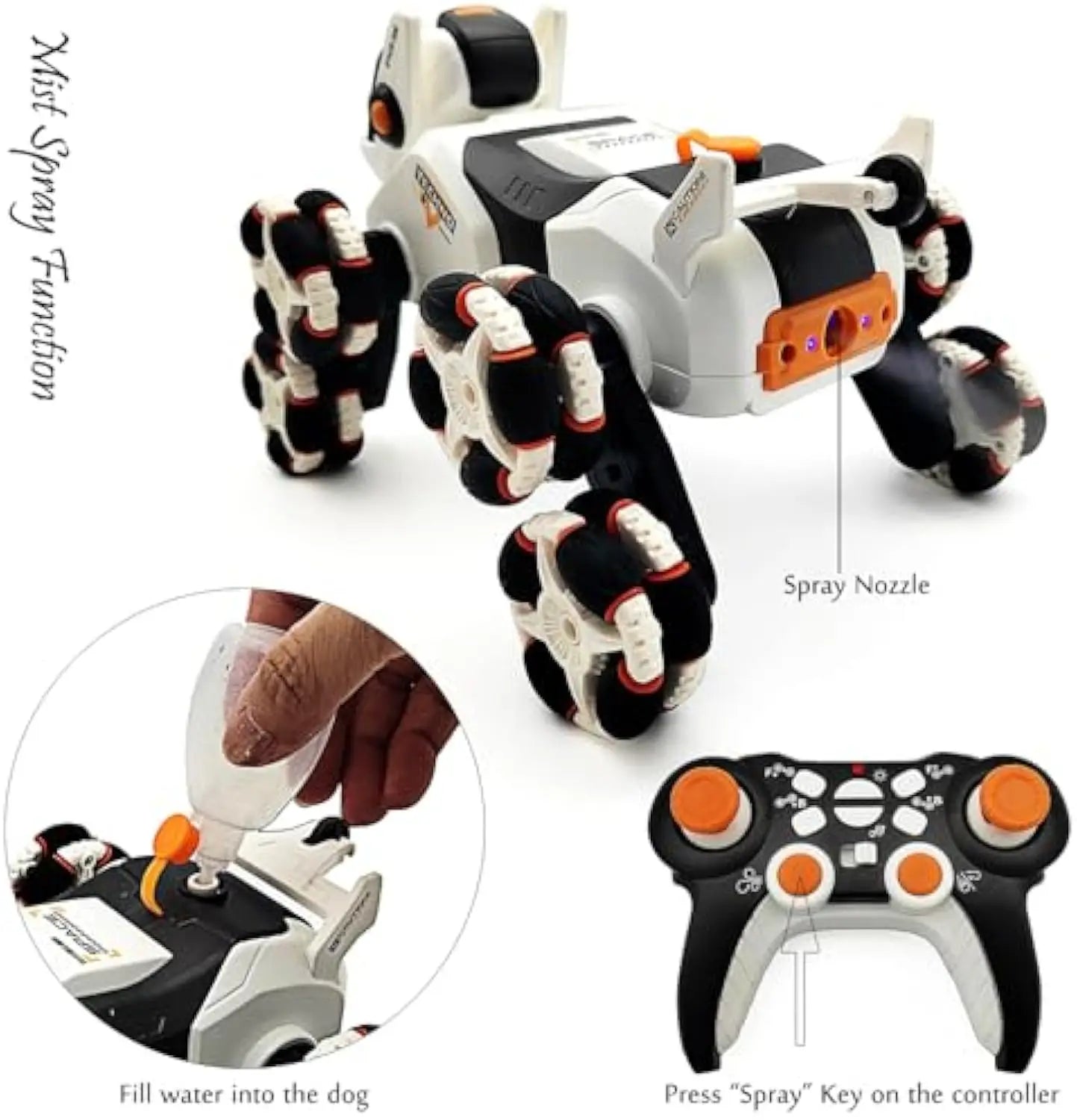 HKM-476307 Remote Control Stunt Robot Dog Toy Car with 8 Wheels, Light & Sound Features for Kids Ages 5 and Up