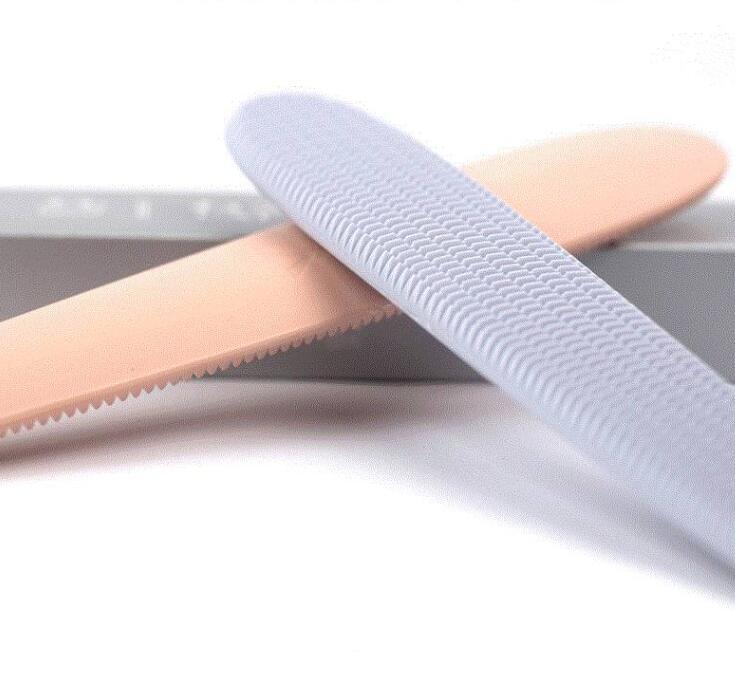 HKM-476435 Cat Tongue Comb - Dual-Sided Soft ABS Grooming Tool for Cats in Morandi Gray and Powder