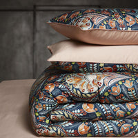 HKM-476435 Long-Staple Cotton Four-Piece Satin Sheet Set with Duvet Cover - Floral Design