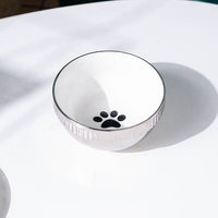 HKM-476691 Ceramic Anti-Overturning Small Dog Bowl with Stainless Steel Tripod - 500ml Capacity