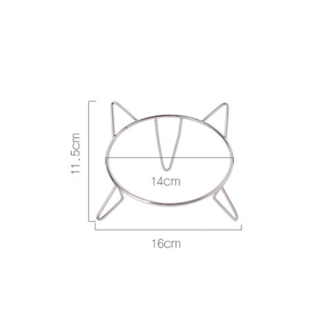HKM-476691 Ceramic Anti-Overturning Small Dog Bowl with Stainless Steel Tripod - 500ml Capacity