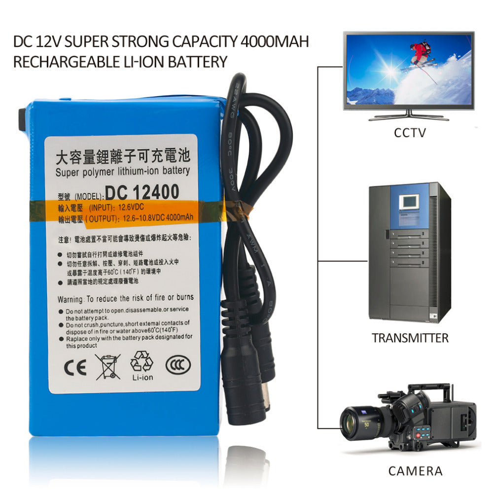 HKM-476691 Rechargeable 4000mAh Lithium Battery, Blue, 10.8-12.6V Output, Compact Size 9.5x5.5x2cm