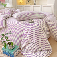 HKM-476819 Double-Layer Striped Cotton and Linen Bedding Set - Multiple Sizes Available