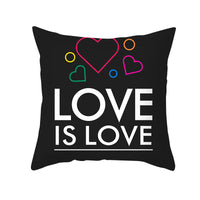 HKM-476883 Heart-Shaped Rainbow Love Pattern Pillowcase - Nordic Style, Peach Skin Fabric, No Filling