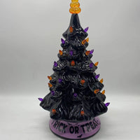 HKM-476947 Ceramic Halloween Pumpkin Tree Decoration - Glazed White Pottery Ornament