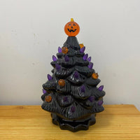 HKM-476947 Ceramic Halloween Pumpkin Tree Decoration - Glazed White Pottery Ornament