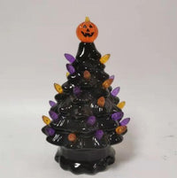 HKM-476947 Ceramic Halloween Pumpkin Tree Decoration - Glazed White Pottery Ornament