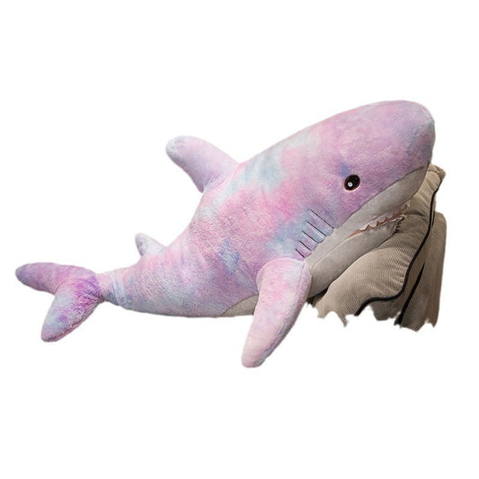 HKM-476947 Colorful Cartoon Shark Plush Toy - Soft Stuffed Animal Cushion, Available in Multiple Sizes
