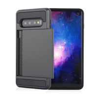 HKM-477203 TPU and PC Dual Layer Shockproof Phone Case with Card Slots for Samsung Galaxy S10, S9, Note 10, and More