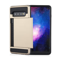 HKM-477203 TPU and PC Dual Layer Shockproof Phone Case with Card Slots for Samsung Galaxy S10, S9, Note 10, and More