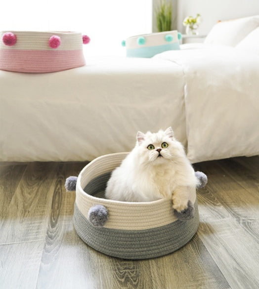 HKM-477203 Woven Cat Litter Four Seasons Universal Net Red Cat Cat Bed Cat House Villa Small Dog Kennel Pet