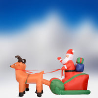 HKM-477267 Christmas Inflatable Santa Claus with Reindeer Cart - 140cm High Decorations for Yard and Events